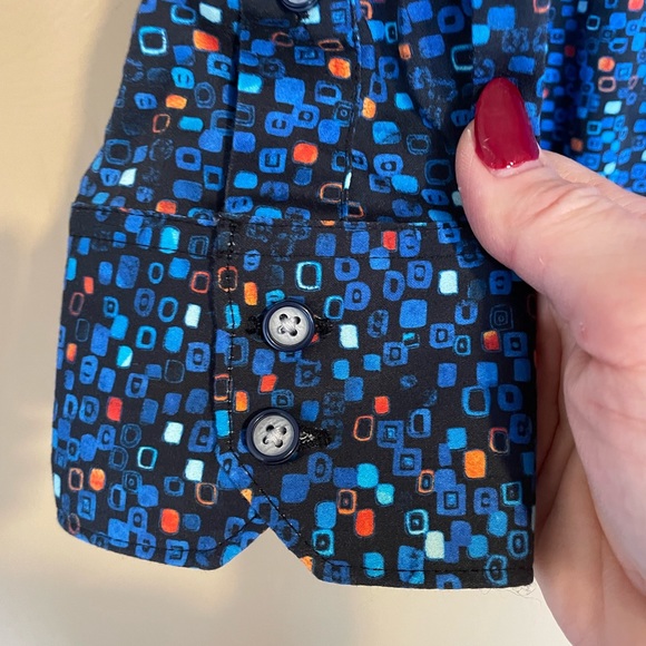 Robert Graham Ludwig Geo Print Stretch Button-Up Shirt, Navy, NWT, Size Medium - Picture 15 of 15